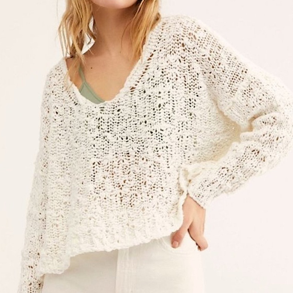 FREE PEOPLE Sunday Shore ivory oversized sweater S
